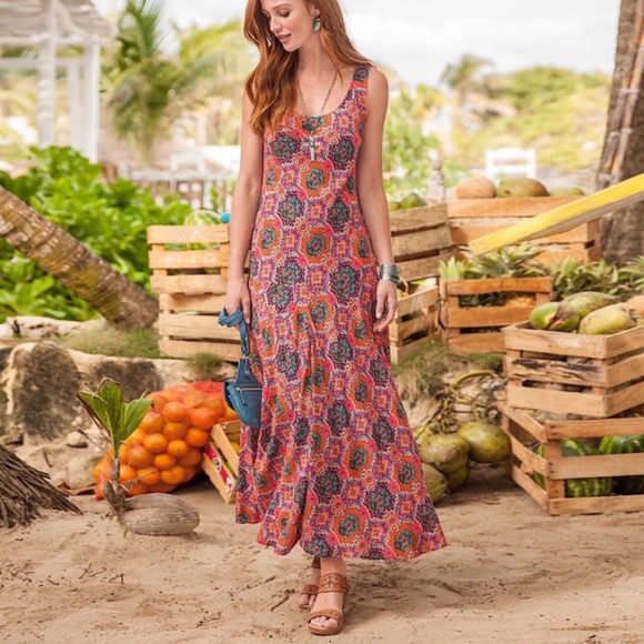 Sundance Dresses & Skirts - Sundance | Terra Maxi Dress Orange Medallion XL